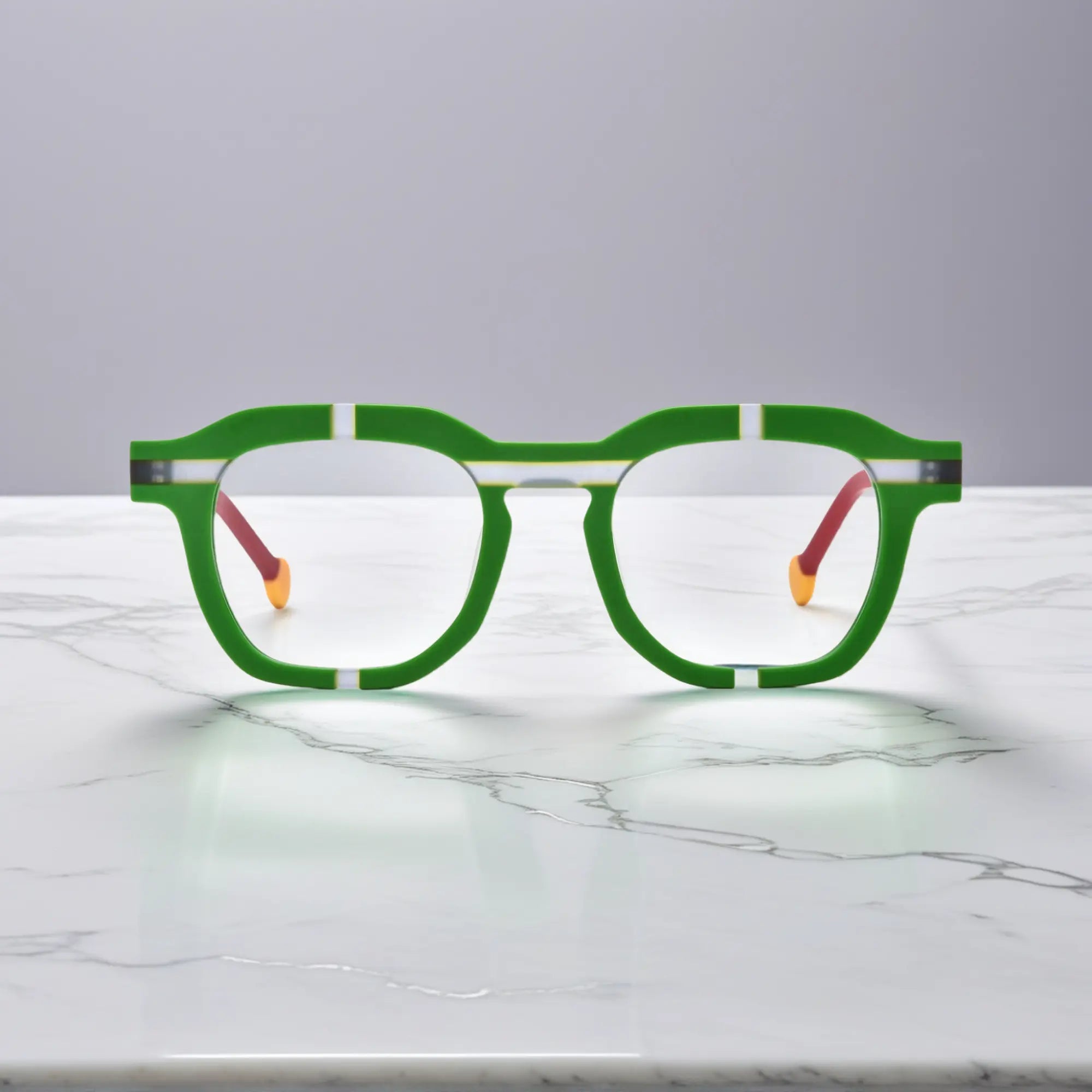 Front view of VoyueLens™ VL19363 Lime Blaze square full-rim green acetate frame